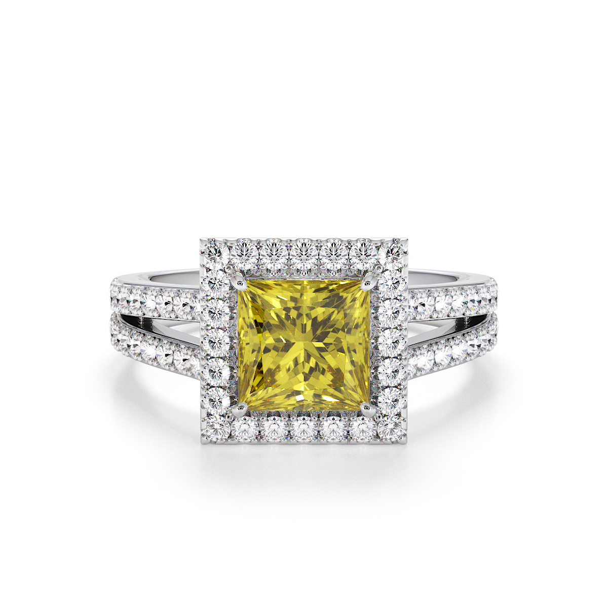 Gold / Platinum Yellow Sapphire and Diamond Engagement Ring RZ3462