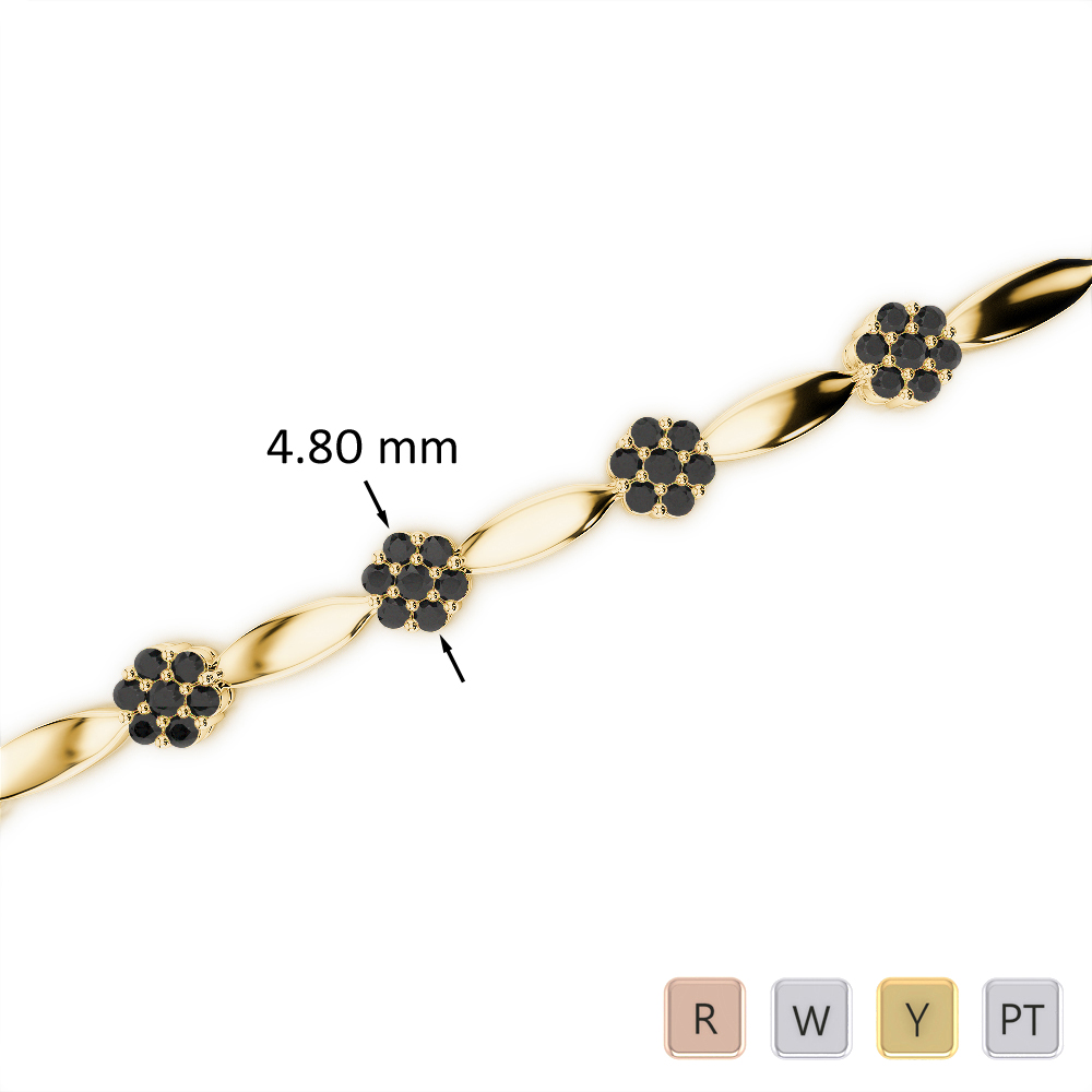 1 Ct Black Diamond Bracelet in Gold/Platinum AGBRL-1029