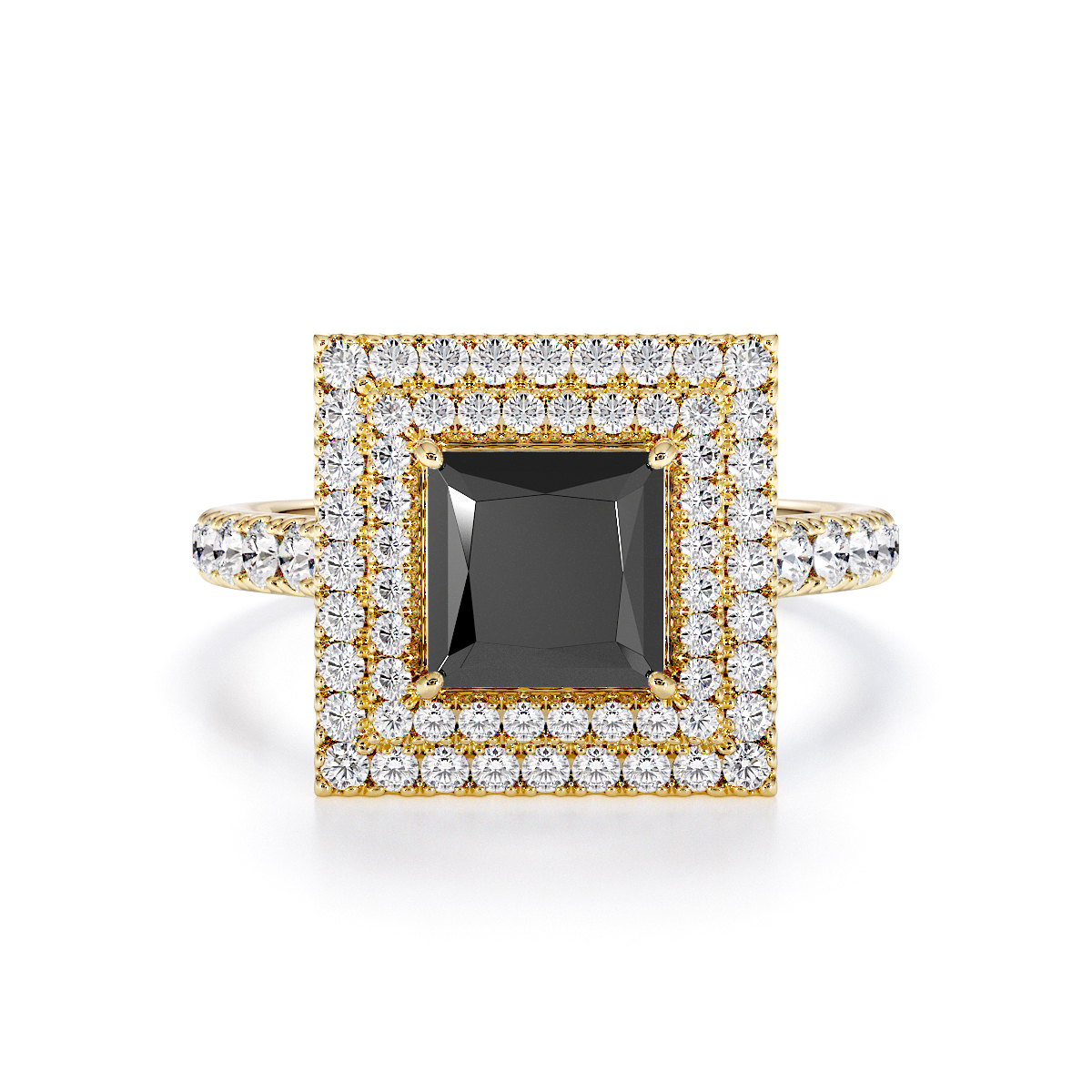 Gold / Platinum Black Diamond and Diamond Engagement Ring RZ3403