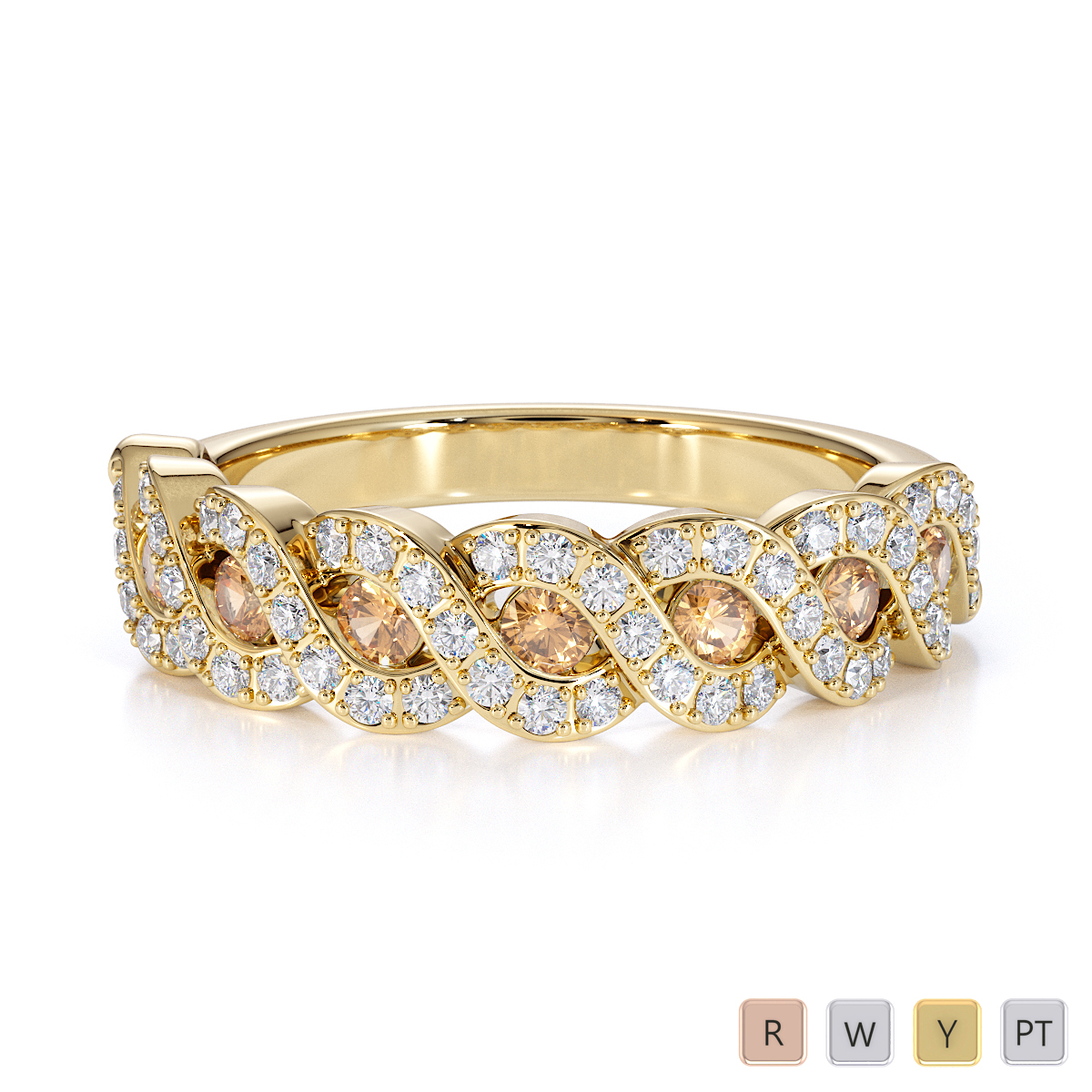 Gold / Platinum Citrine and Diamond Half Eternity Ring RZ1533