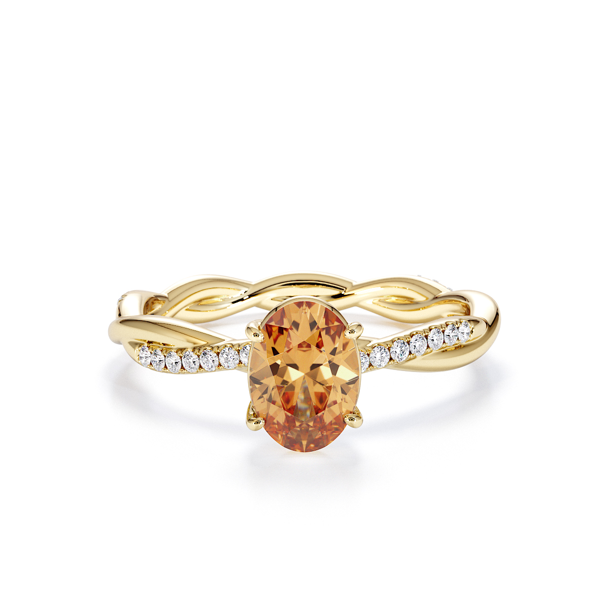 Gold / Platinum Citrine and Diamond Engagement Ring RZ3386