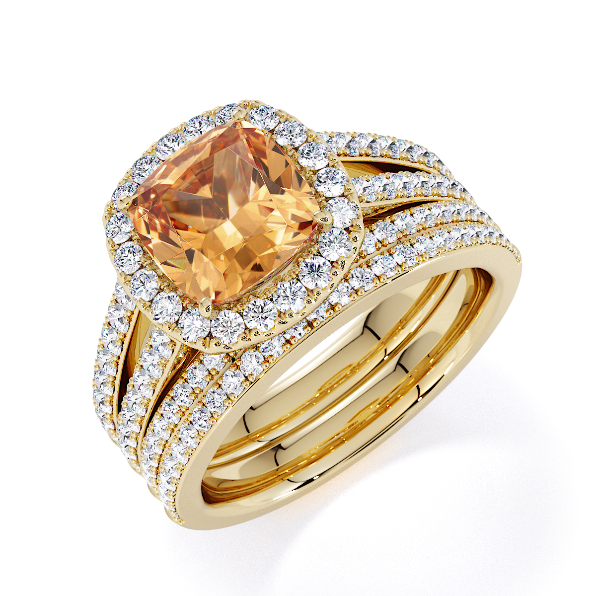 Gold / Platinum Citrine and Diamond Engagement Ring RZ3464