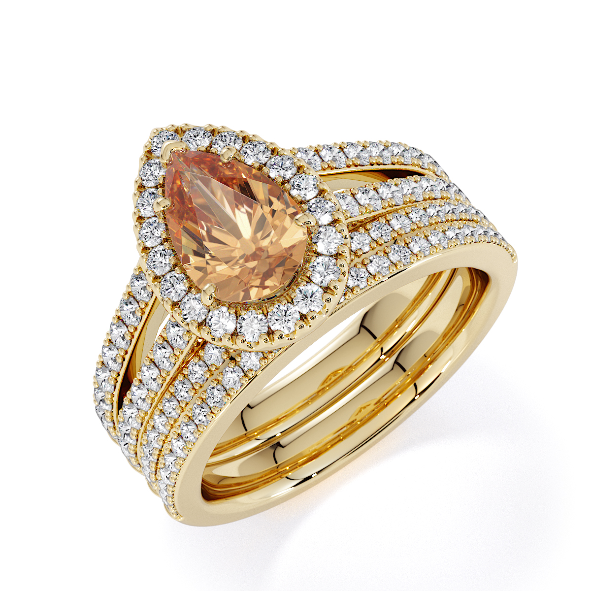 Gold / Platinum Citrine and Diamond Engagement Ring RZ3465
