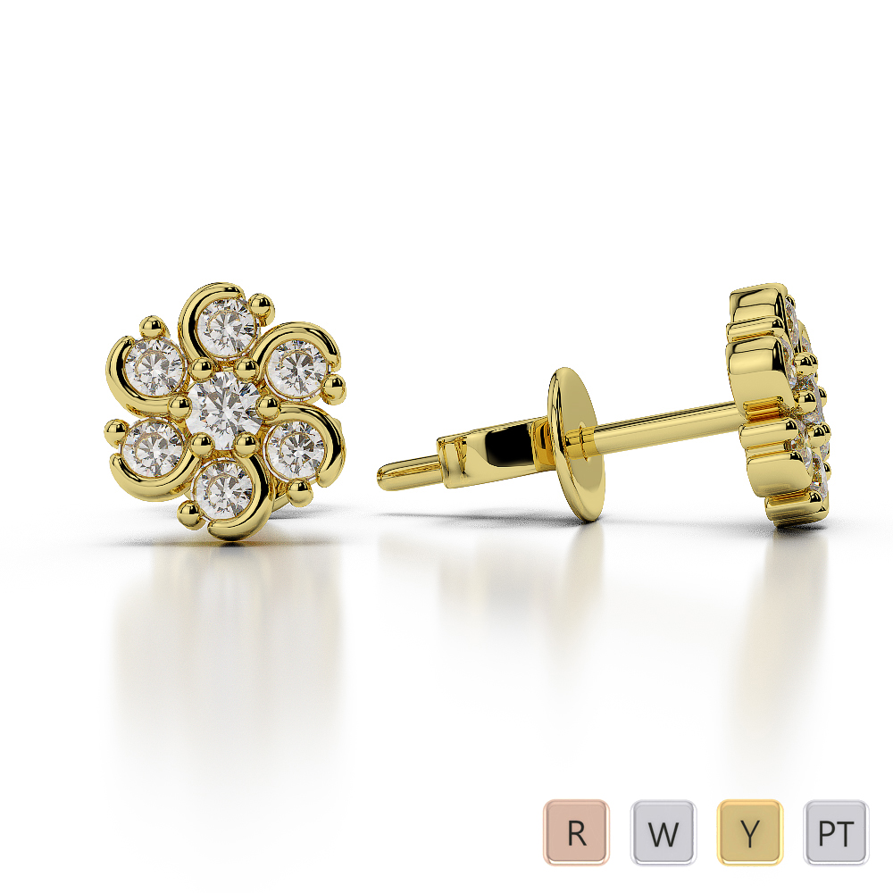 Gold / Platinum Diamond Cluster Earring AGER-1018