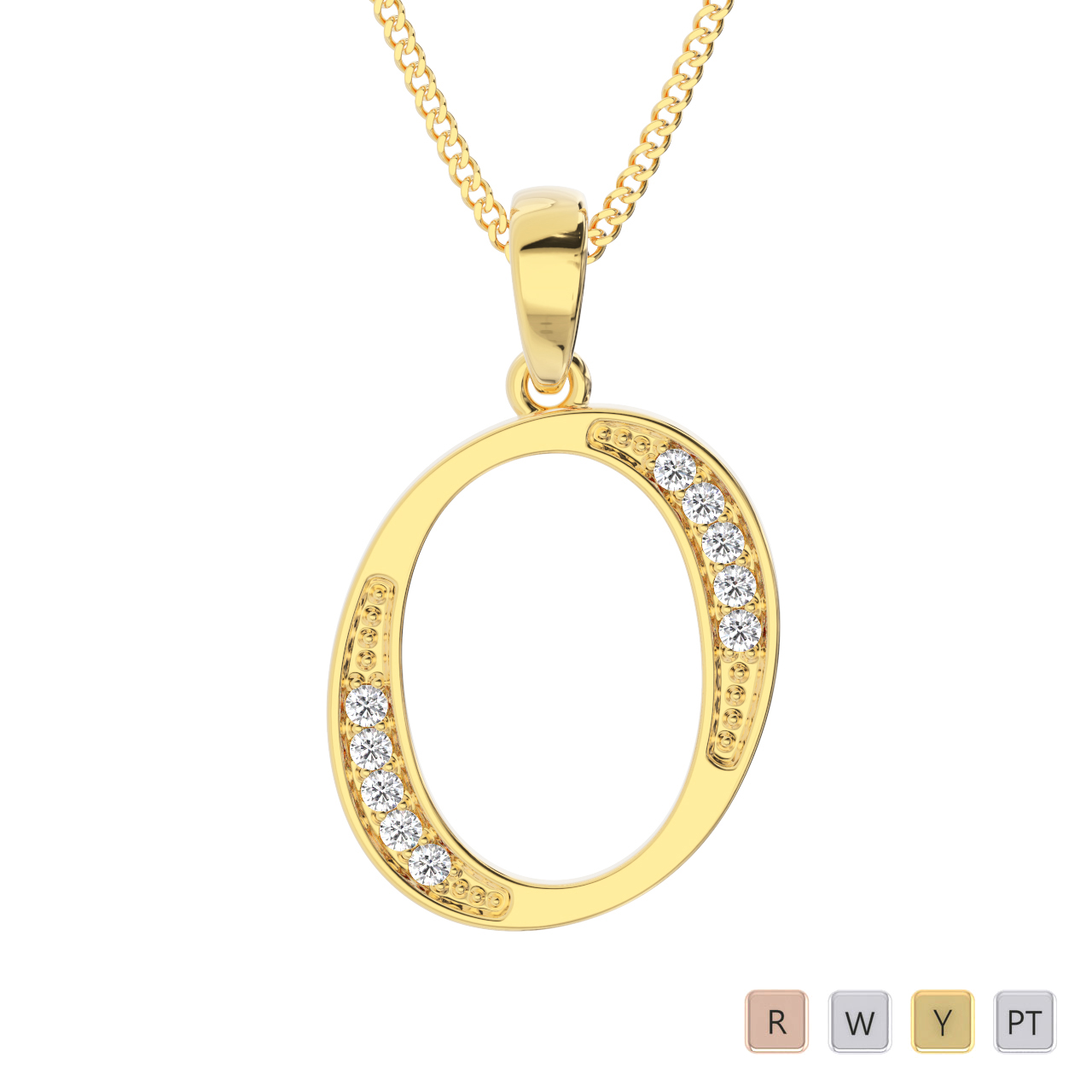 Gold / Platinum Diamond Initial Necklace PZ2312