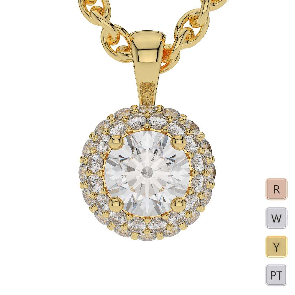 Gold / Platinum Diamond Halo Necklace AGDNC-1012