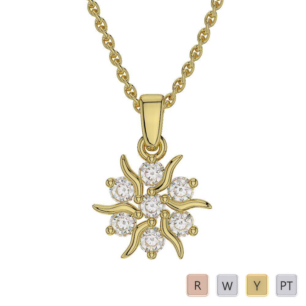 Gold / Platinum Diamond Cluster Necklace AGDNC-1015