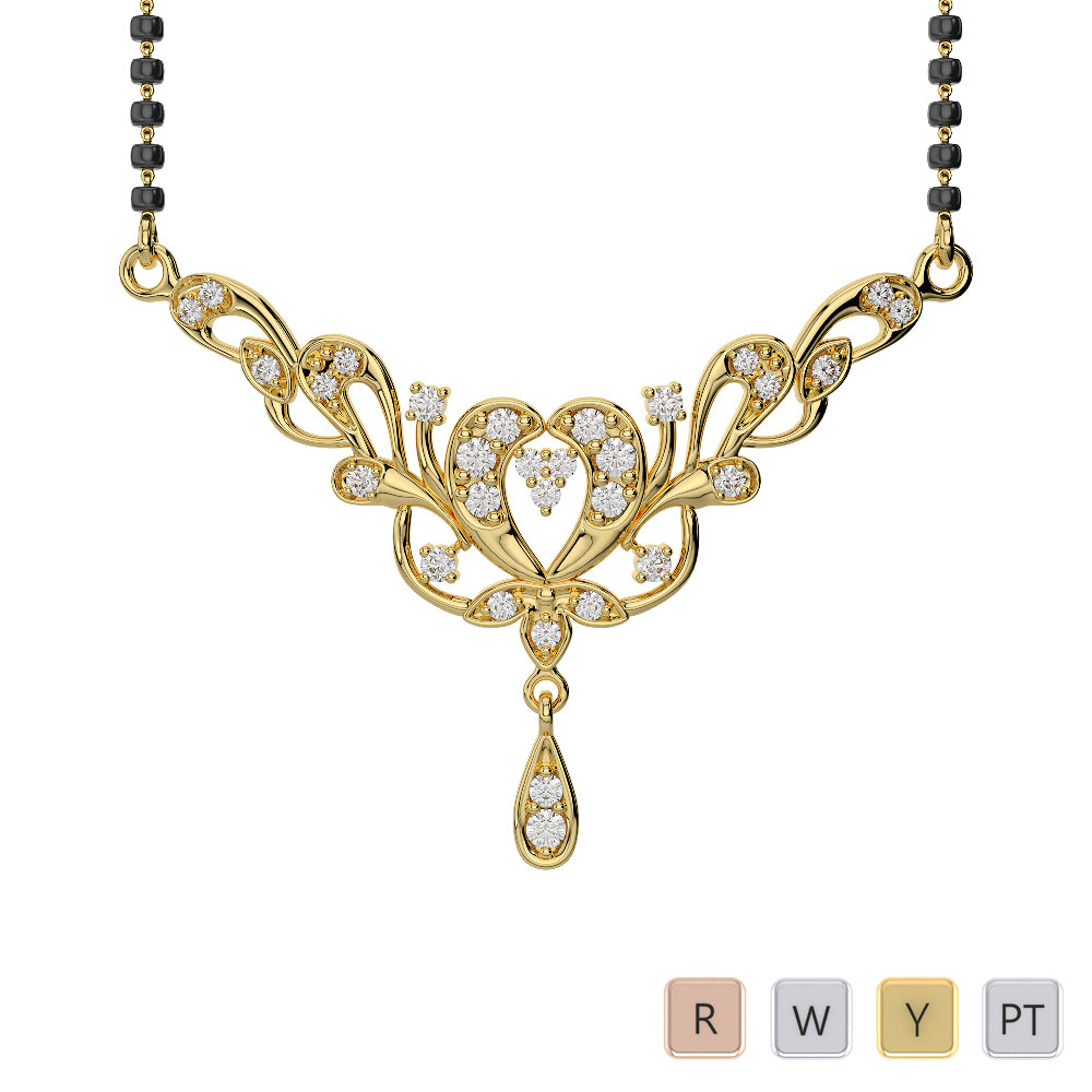 Gold / Platinum Diamond Mangalsutra Necklace IMS-482