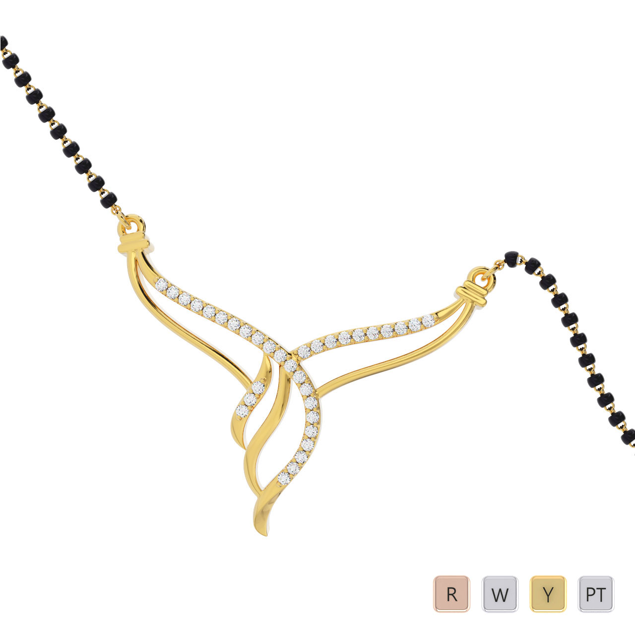 Gold / Platinum Round Cut Diamond Mangalsutra TZ0346