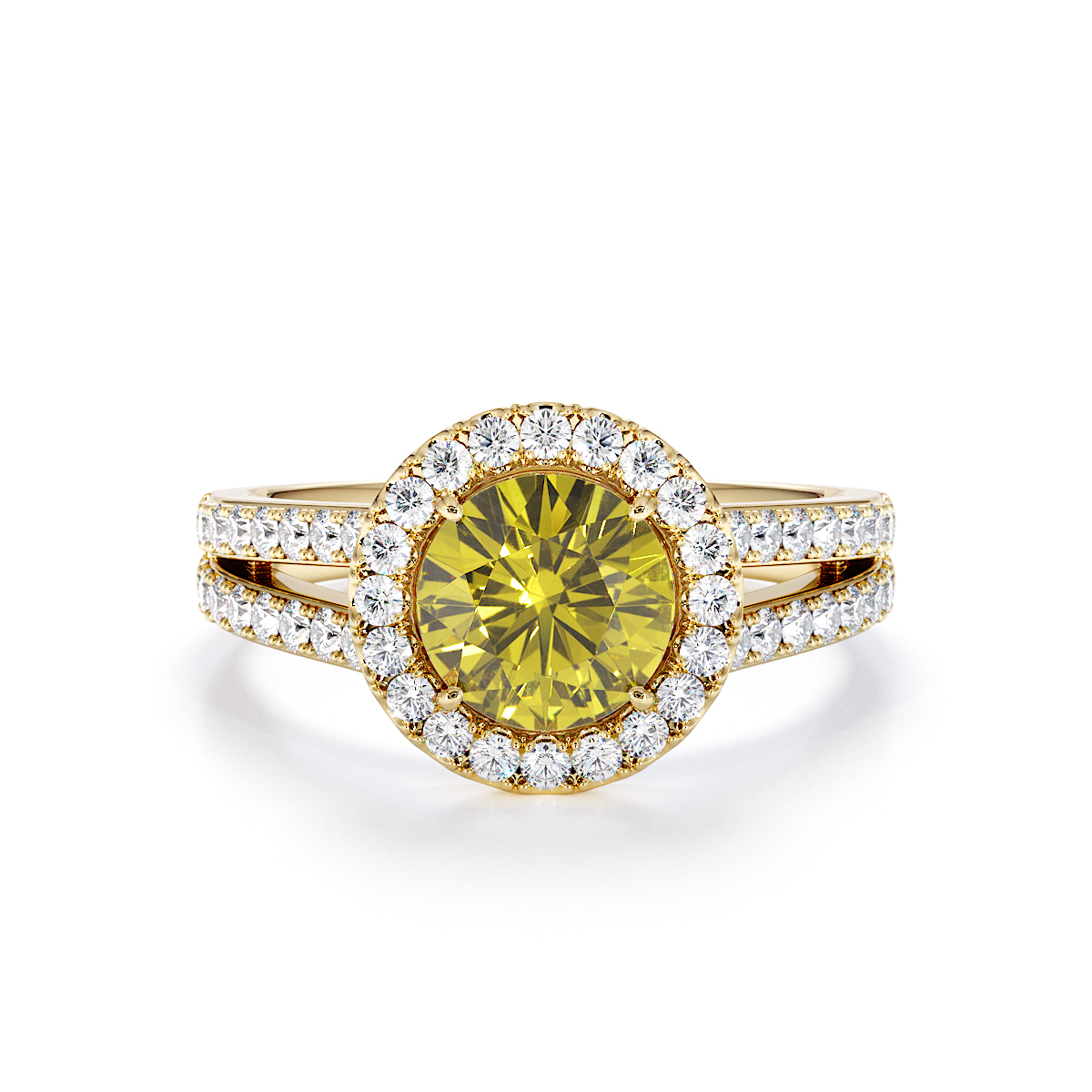 Gold / Platinum Yellow Sapphire and Diamond Engagement Ring RZ3460