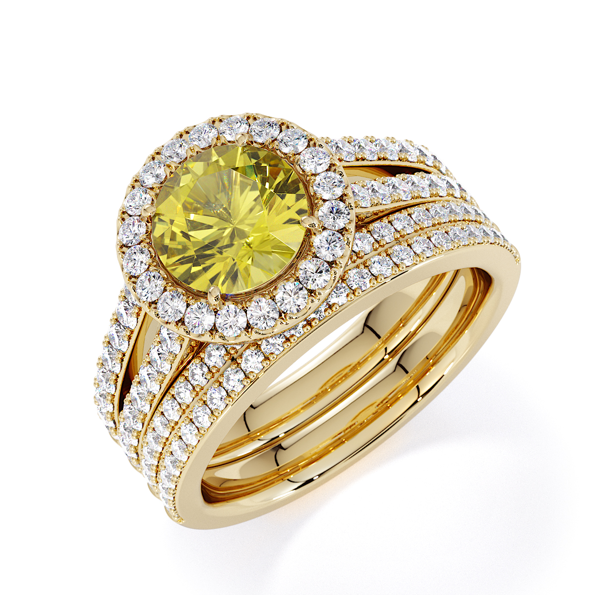 Gold / Platinum Yellow Sapphire and Diamond Engagement Ring RZ3460